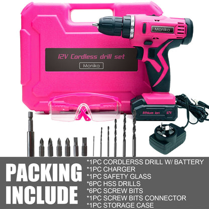 12V Pink Cordless Drill