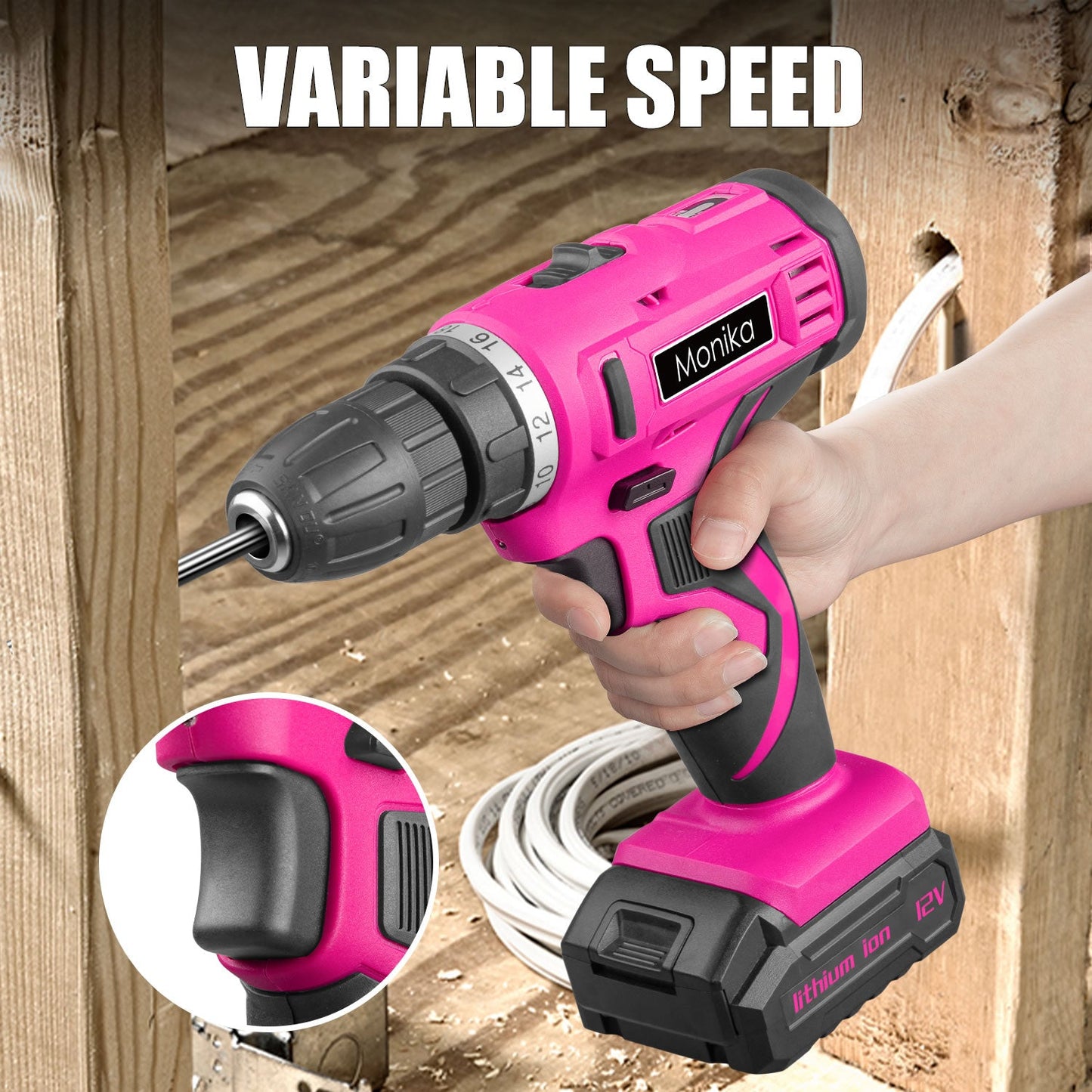 12V Pink Cordless Drill