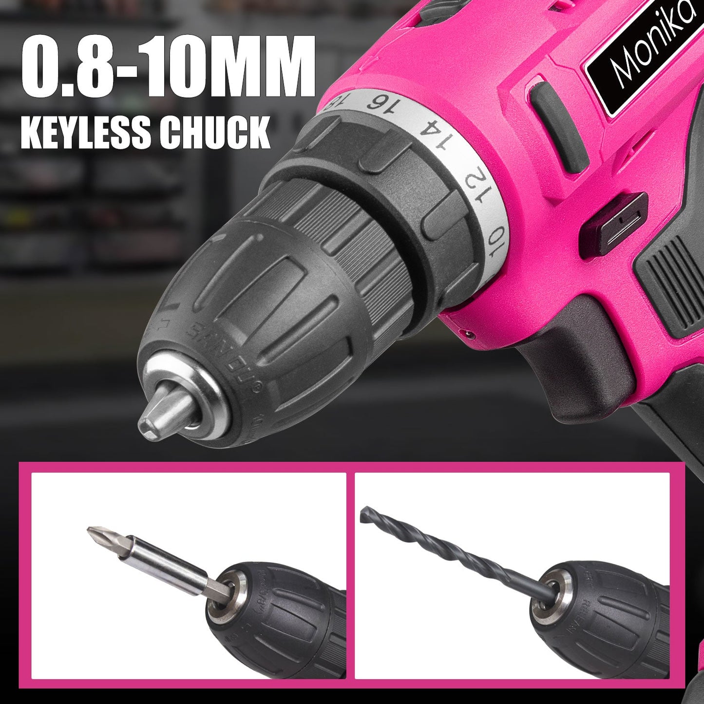 12V Pink Cordless Drill